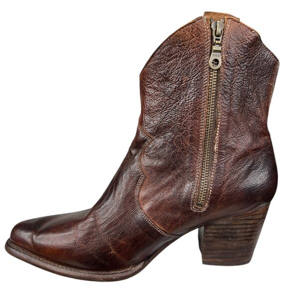 Oak Tree Farms Baila Brown Leather Victorian Western Ankle Boot Size US 11 - Picture 2 of 12